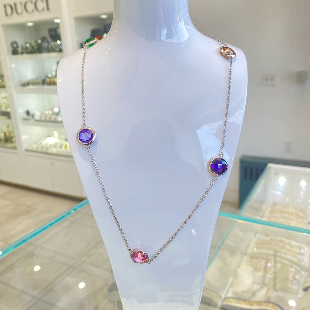 Silver Multiple gem stone necklaces